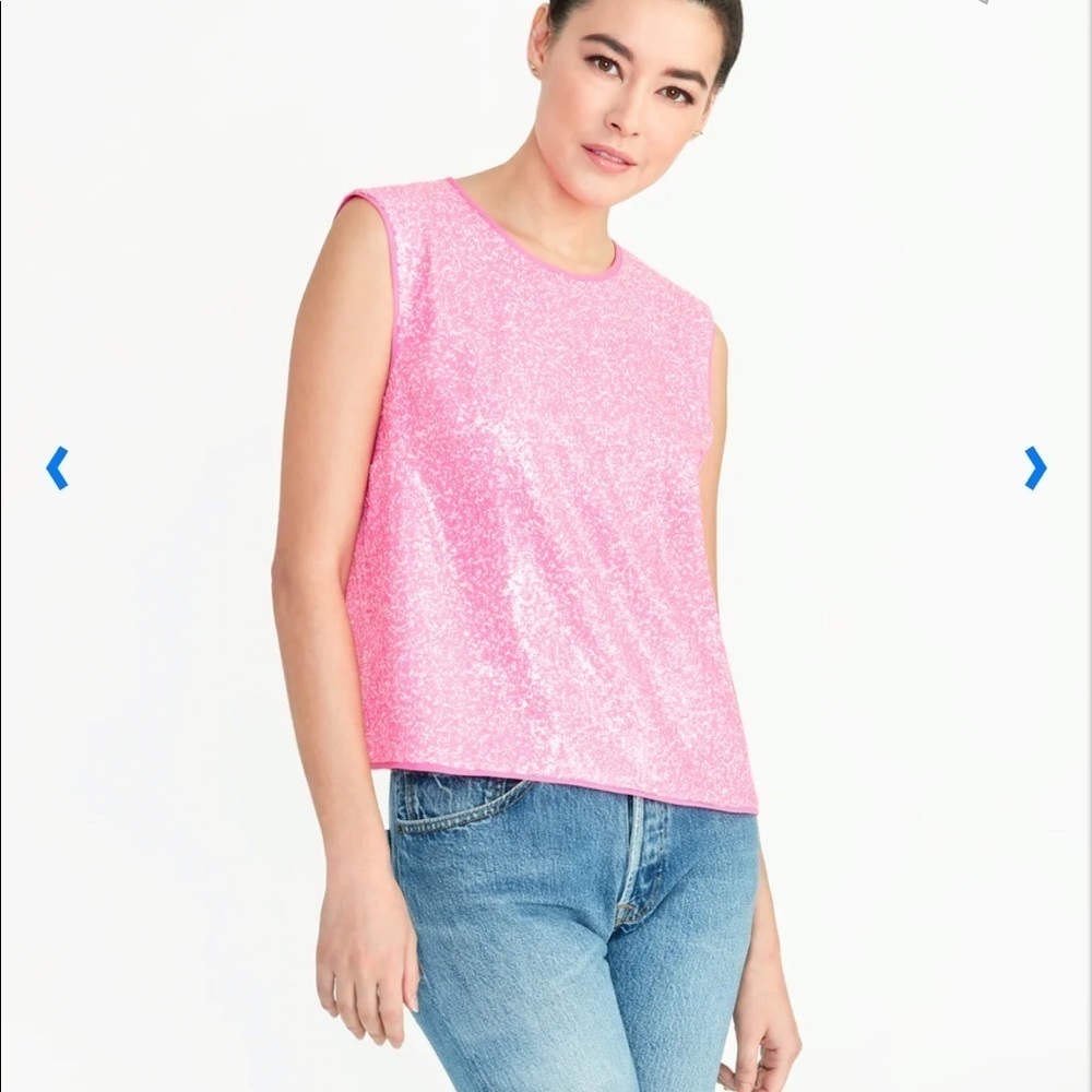 RACHEL by Rachel Roy Addie Sequin Top in Color Neon Flamingo size S